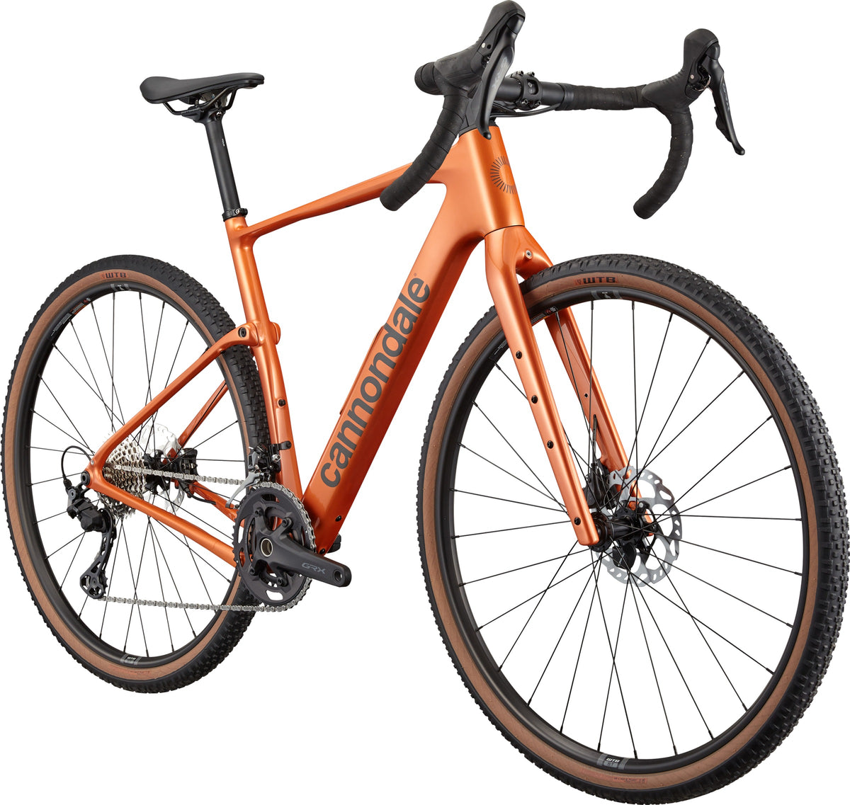 Cannondale Topstone Carbon 3 GRX 2x — Orange Slice, tre quarti