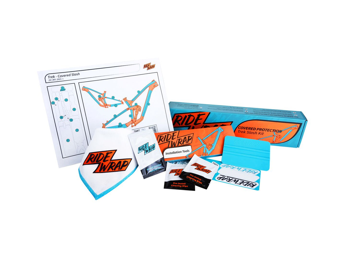 RideWrap Matte Covered Frame Protection Kit designed to fit 2021 Trek Slash