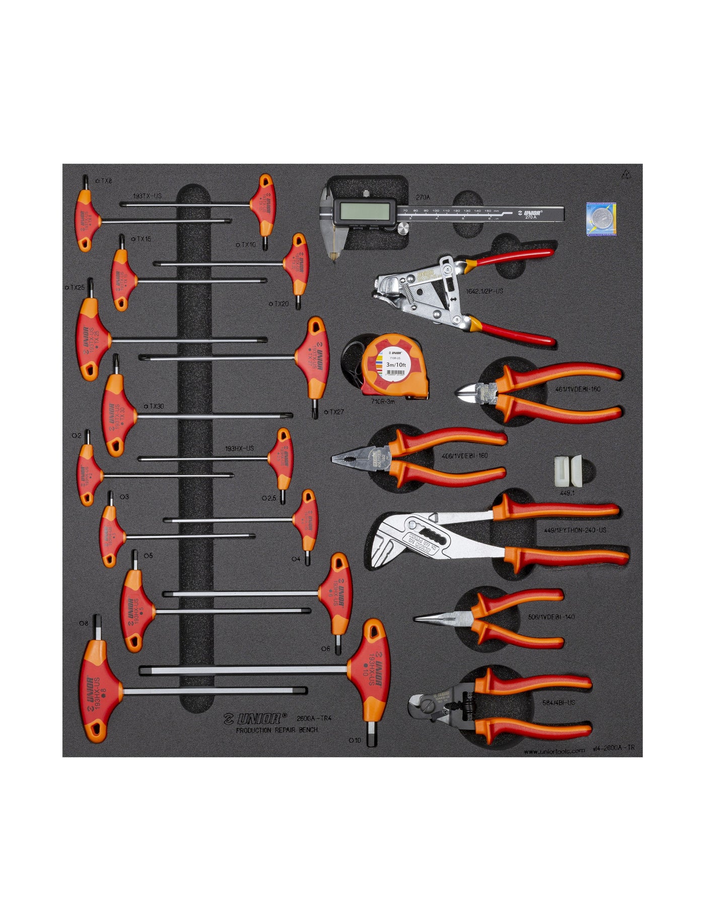Unior Production Bench Drawer 4 Tool Tray Set